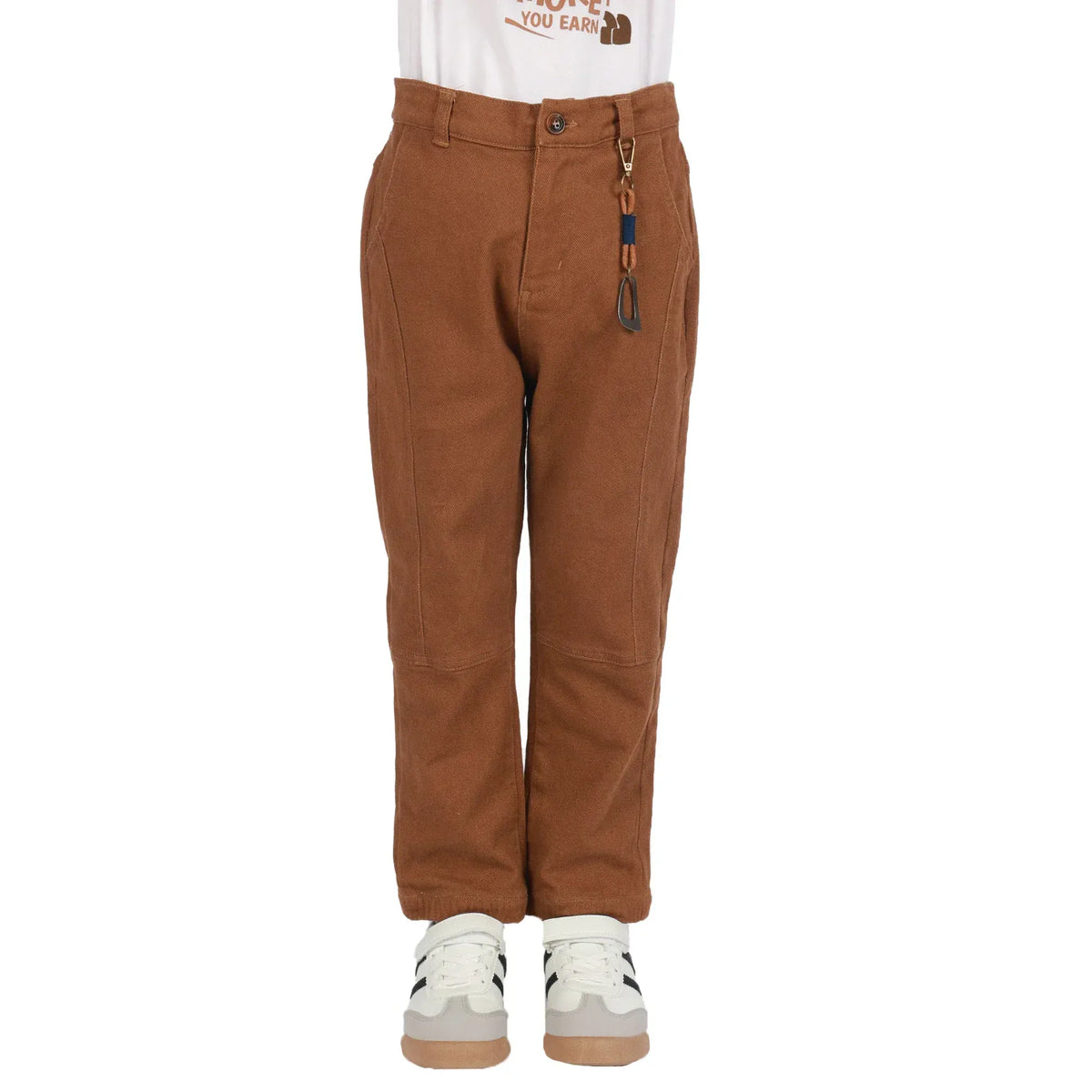 Brown Plain Classic Pants for Boys Image