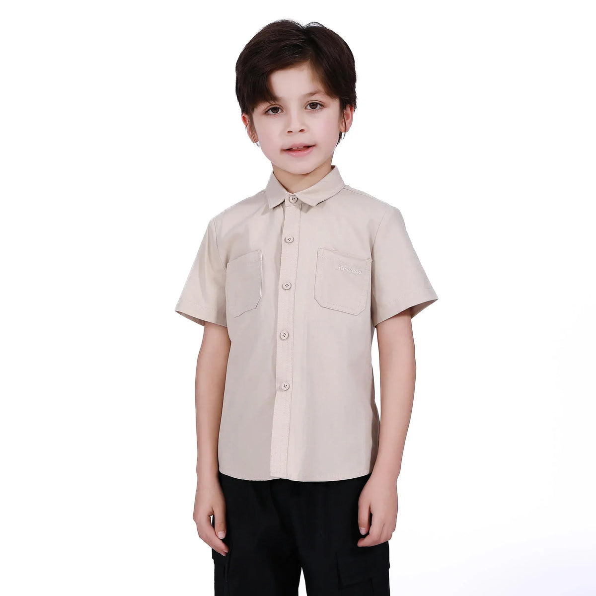 Grey Khaki Basic Shirt For Boys Image