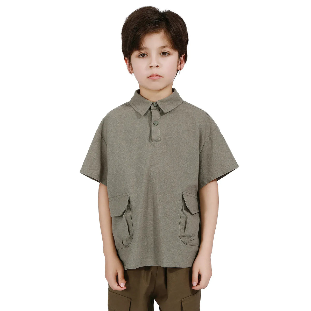 Army Green Basic Blouse For Boys Image