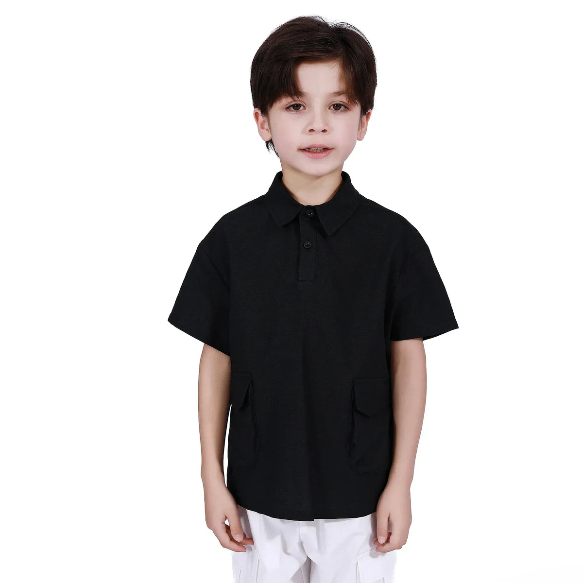 Black Basic Blouse For Boys Image
