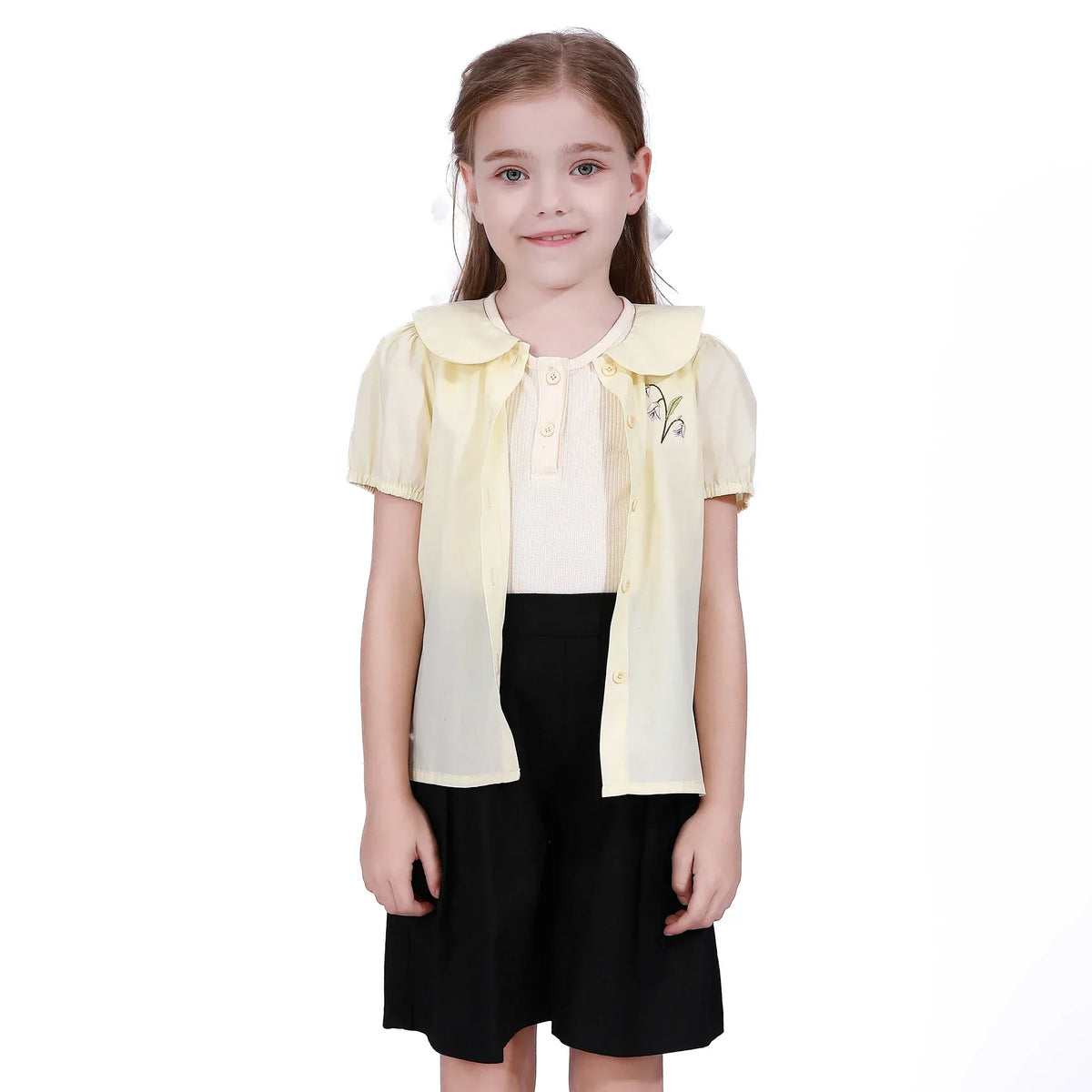 Light Yellow Basic Shirt For Girls Image