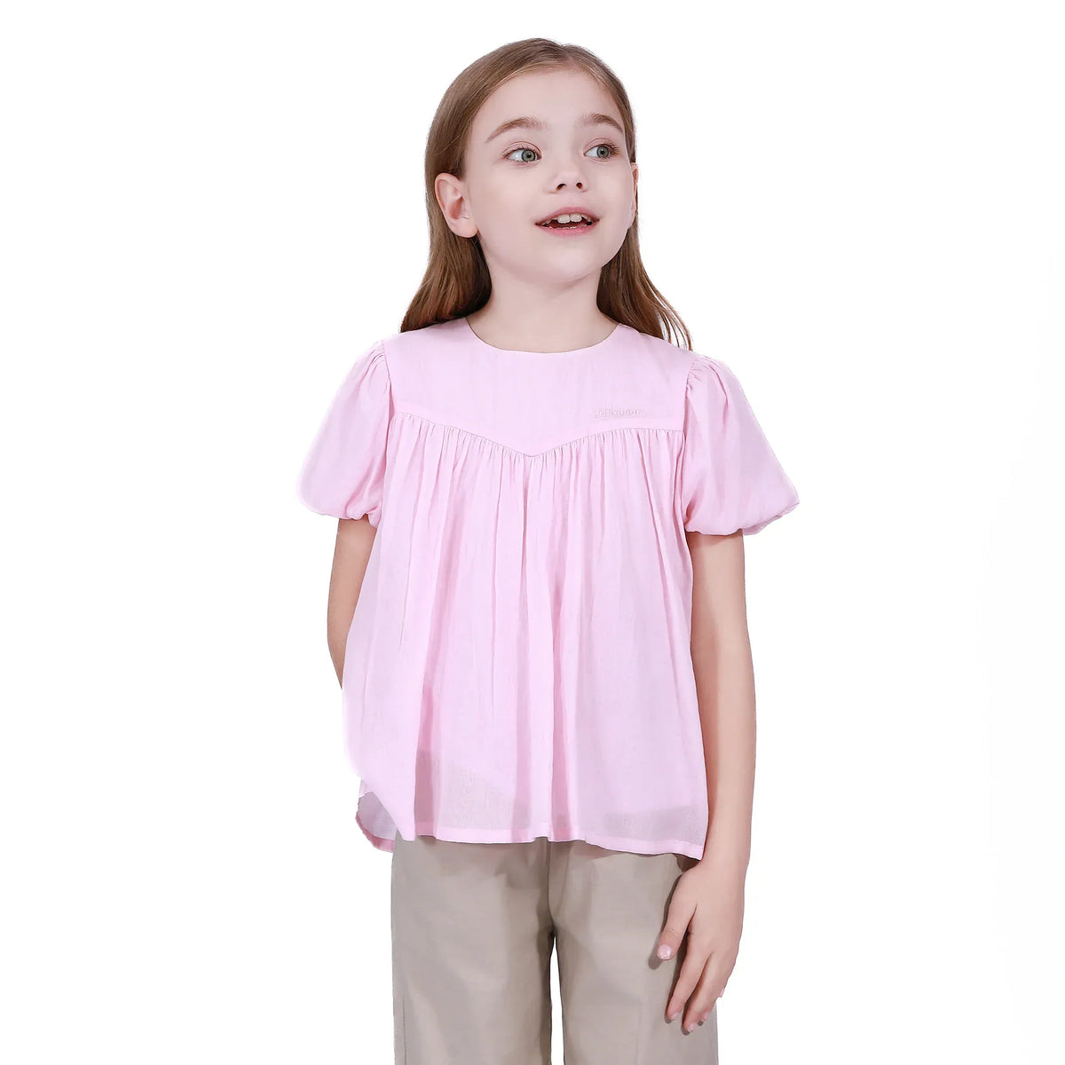 Light Pink Basic Blouse For Girls Image