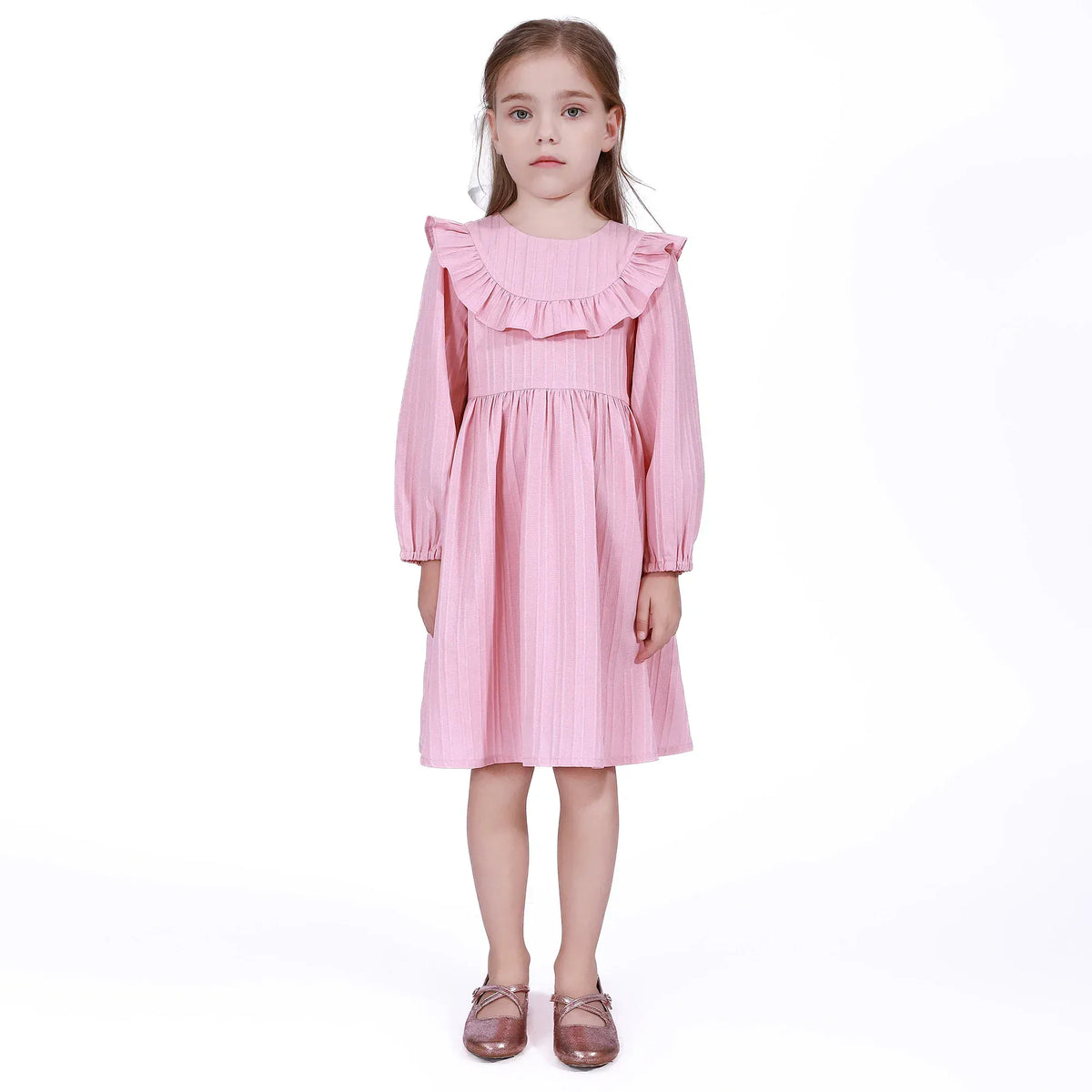 Pink Basic Dress For Girls Image
