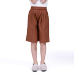 Brown Plain Basic Shorts for Girls Image
