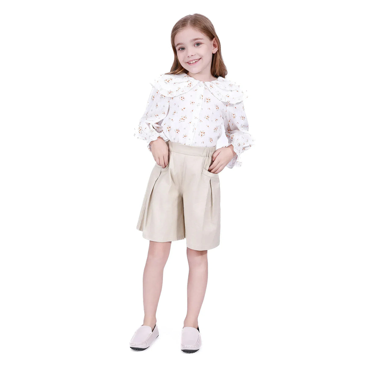Khaki Basic Shorts For Girls Image