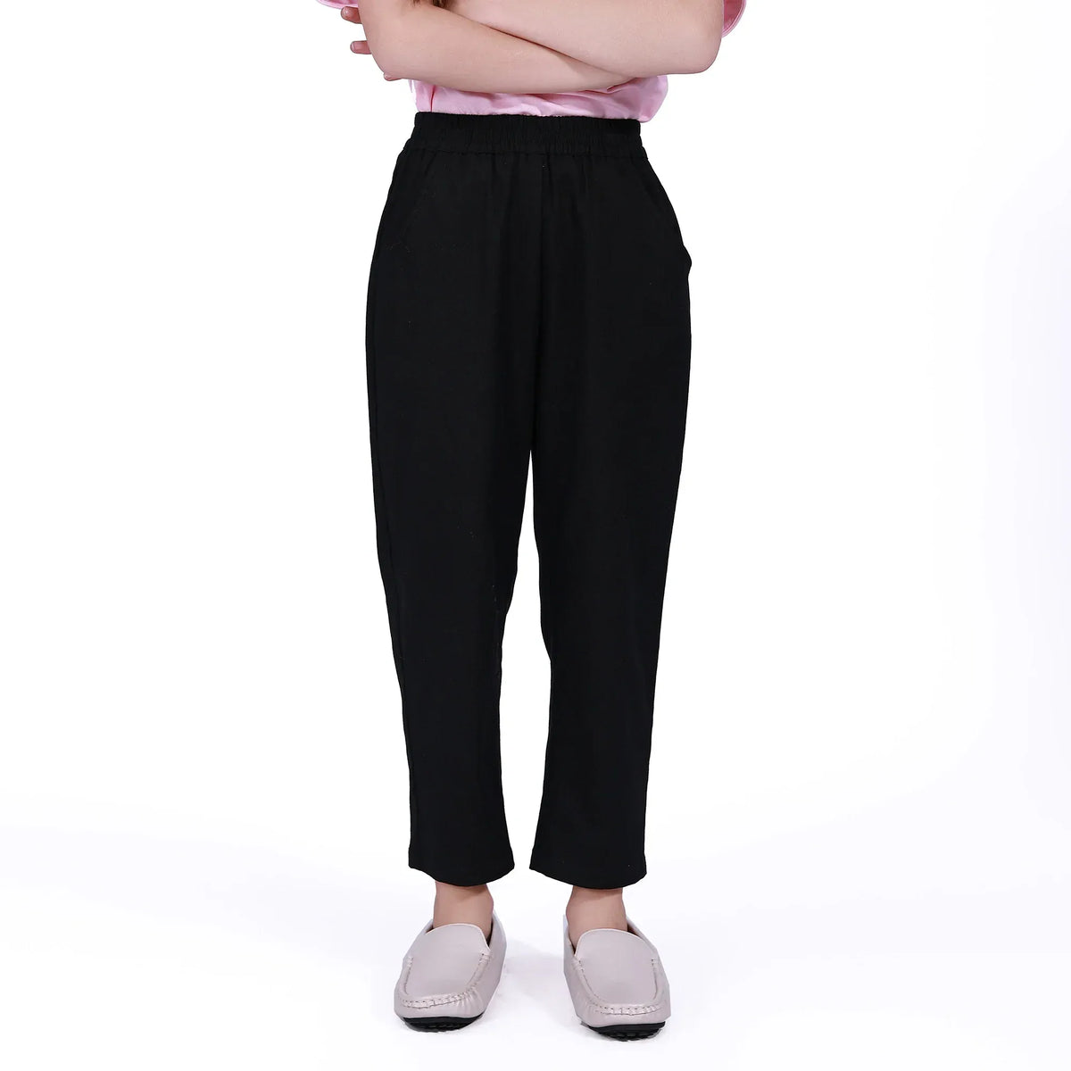 Black Basic Pants For Girls Image