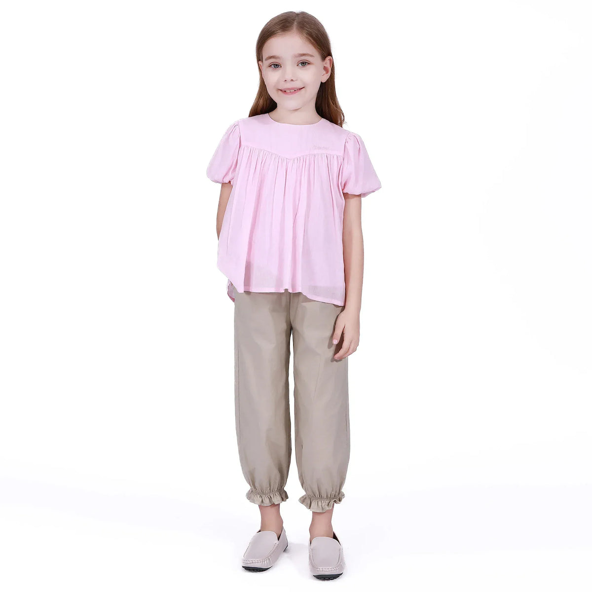 Khaki Basic Pants For Girls Image