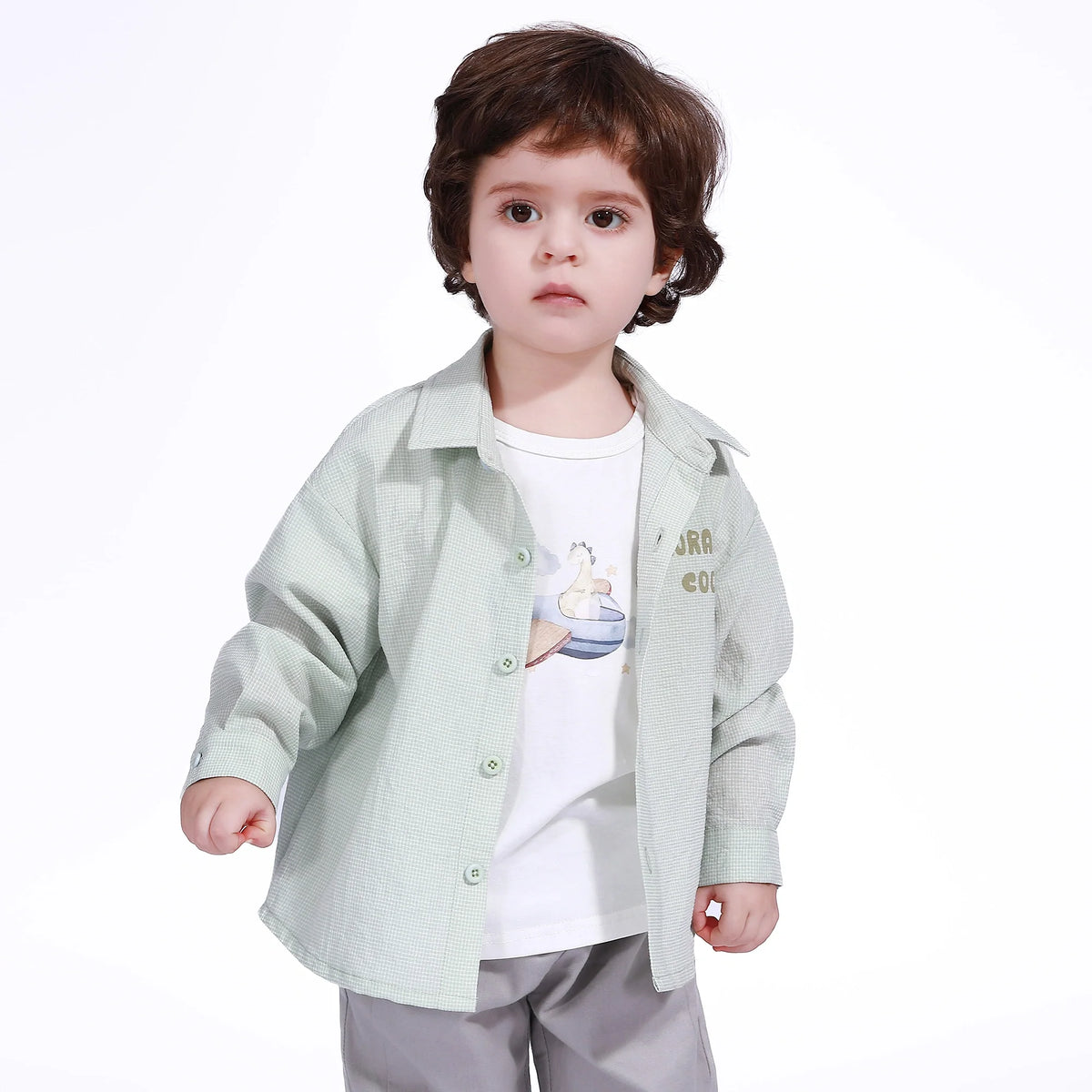 Light Green Street Look Shirt For Baby Boy Image