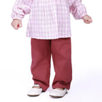 Dark Red Street Look Pants For Baby Girl Image