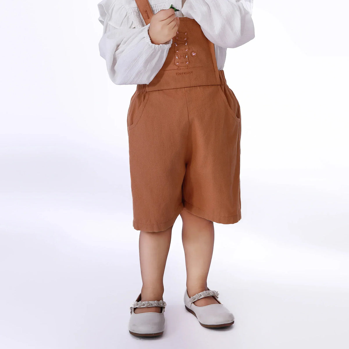 Brown Street Look Overalls For Baby Girl Image