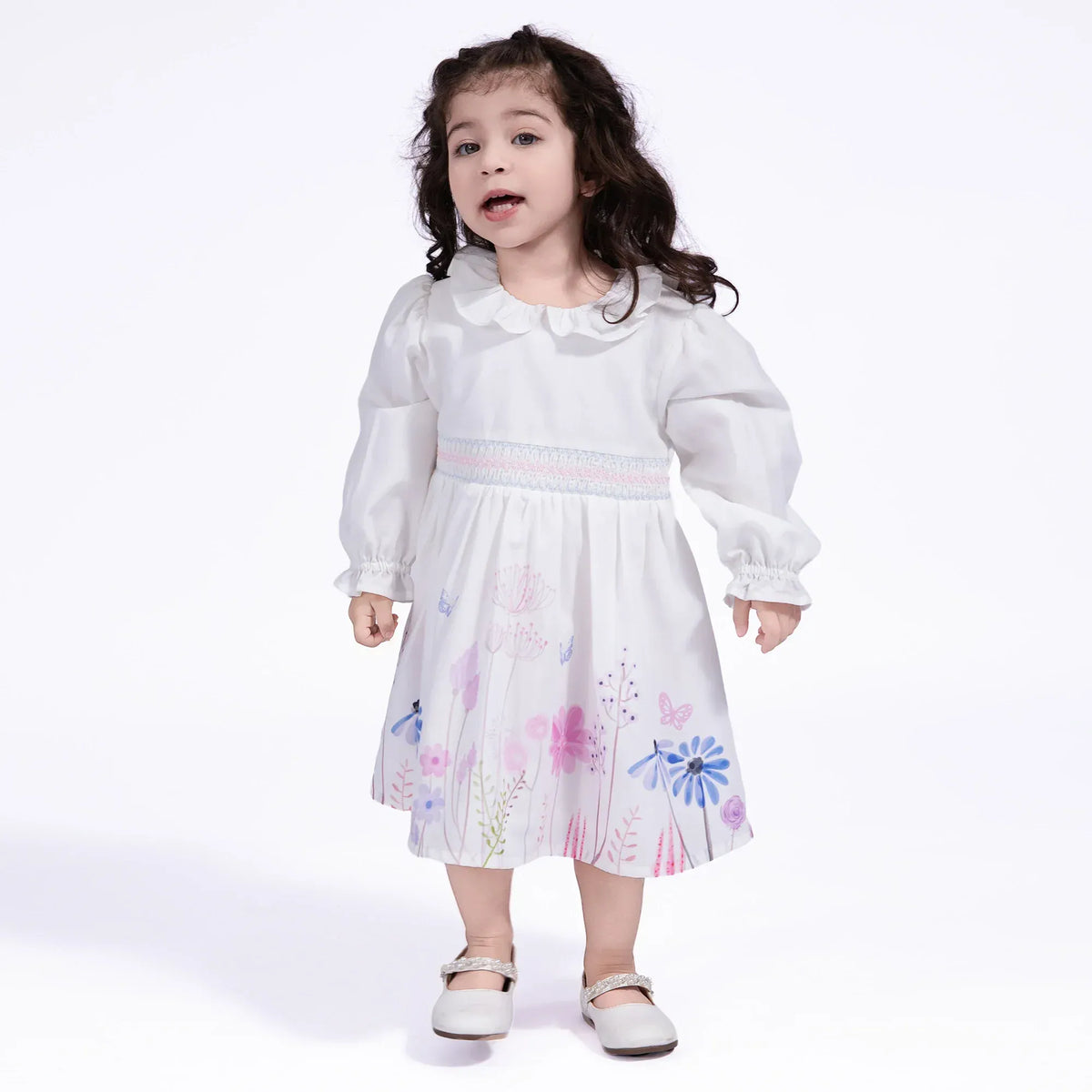 Off White Street Look Dress For Baby Girl Image