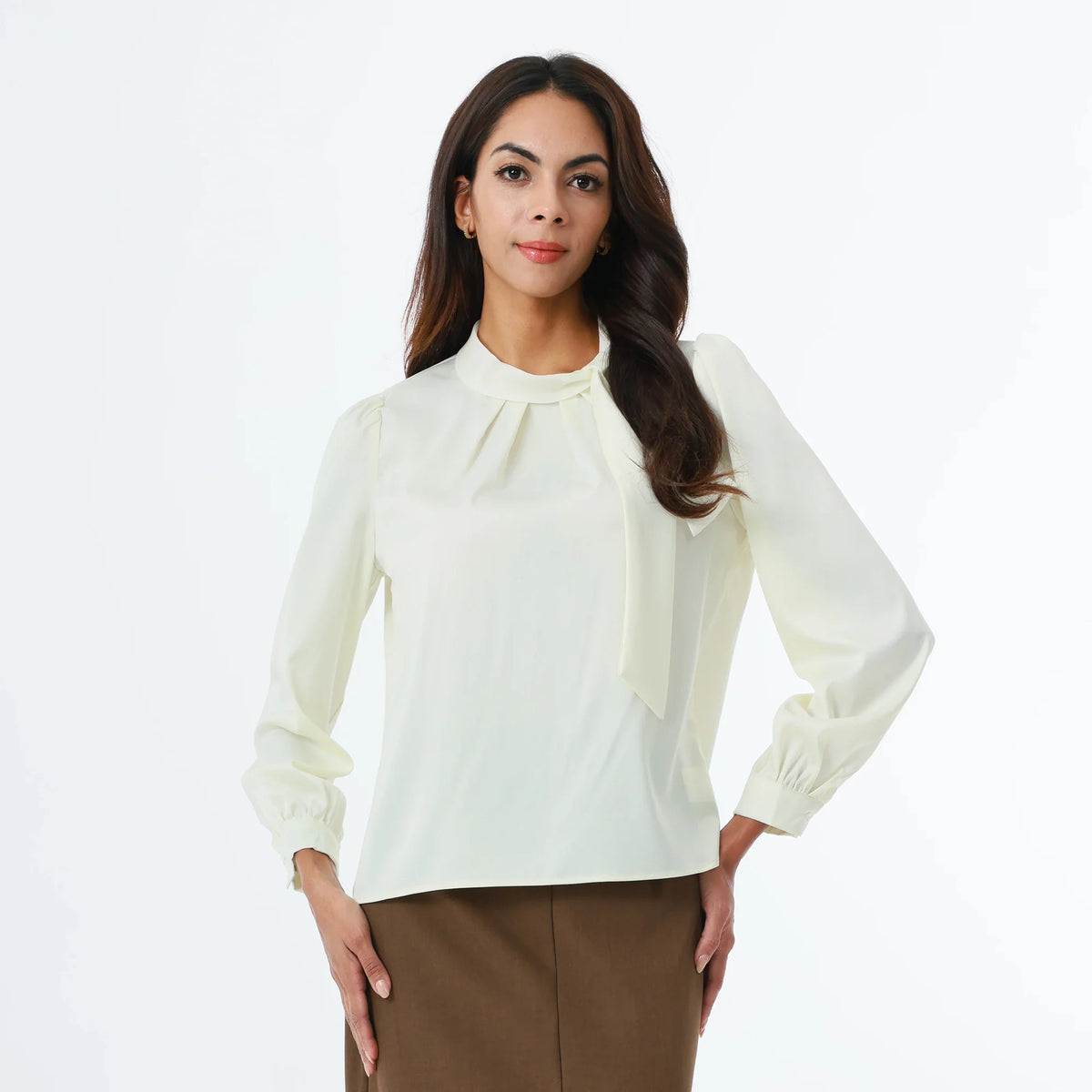Beige Classic Blouse for Women Image