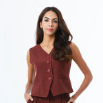 Maroon Formal Waistcoat for Women Image
