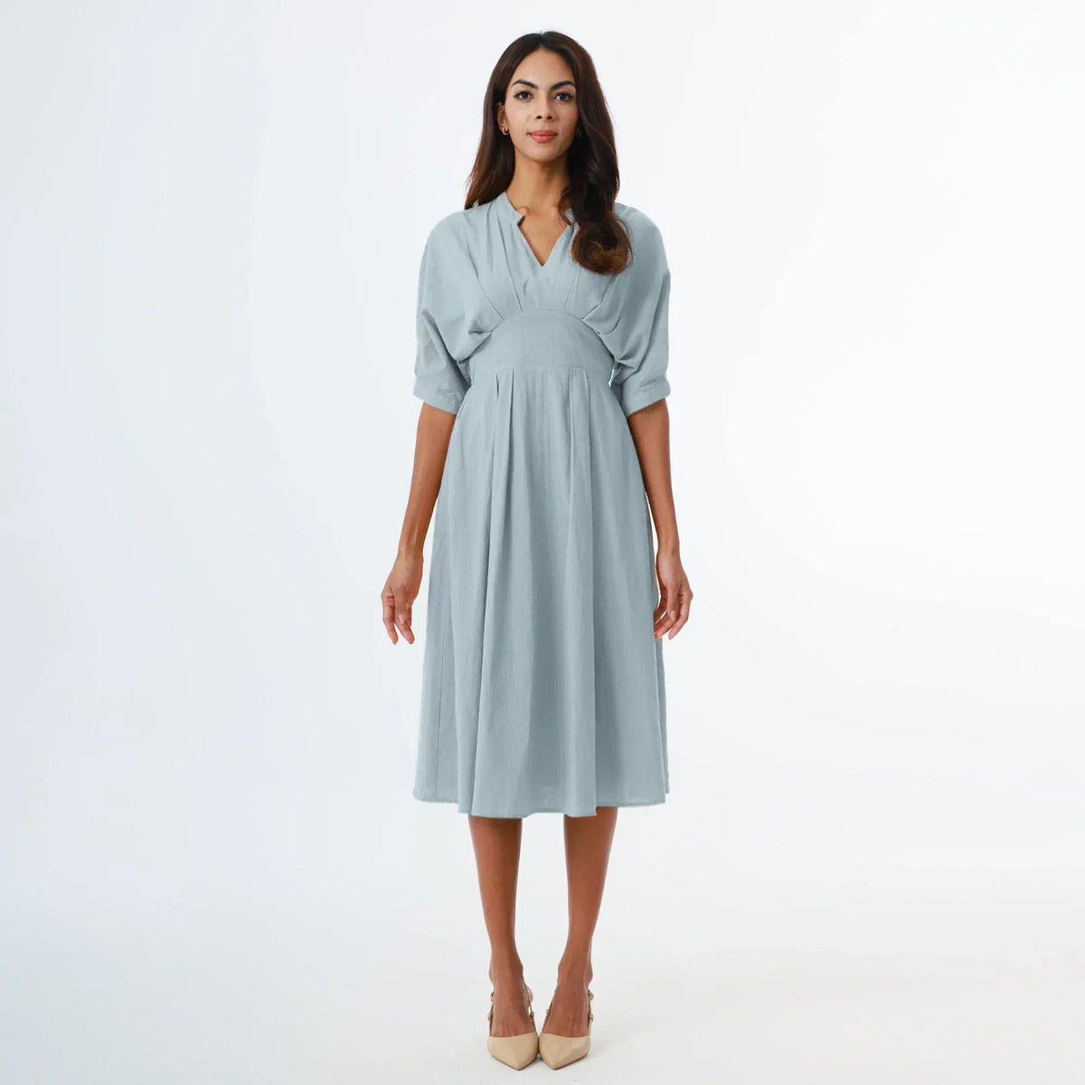 Blue Plain Dress for Women Image