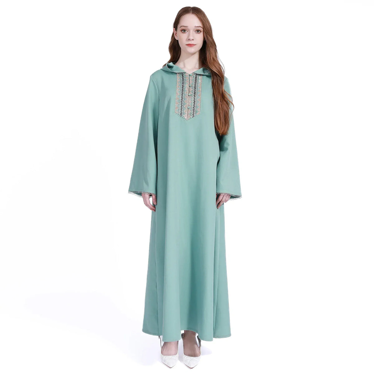 Light Green Embroidery Galabia for Women Image