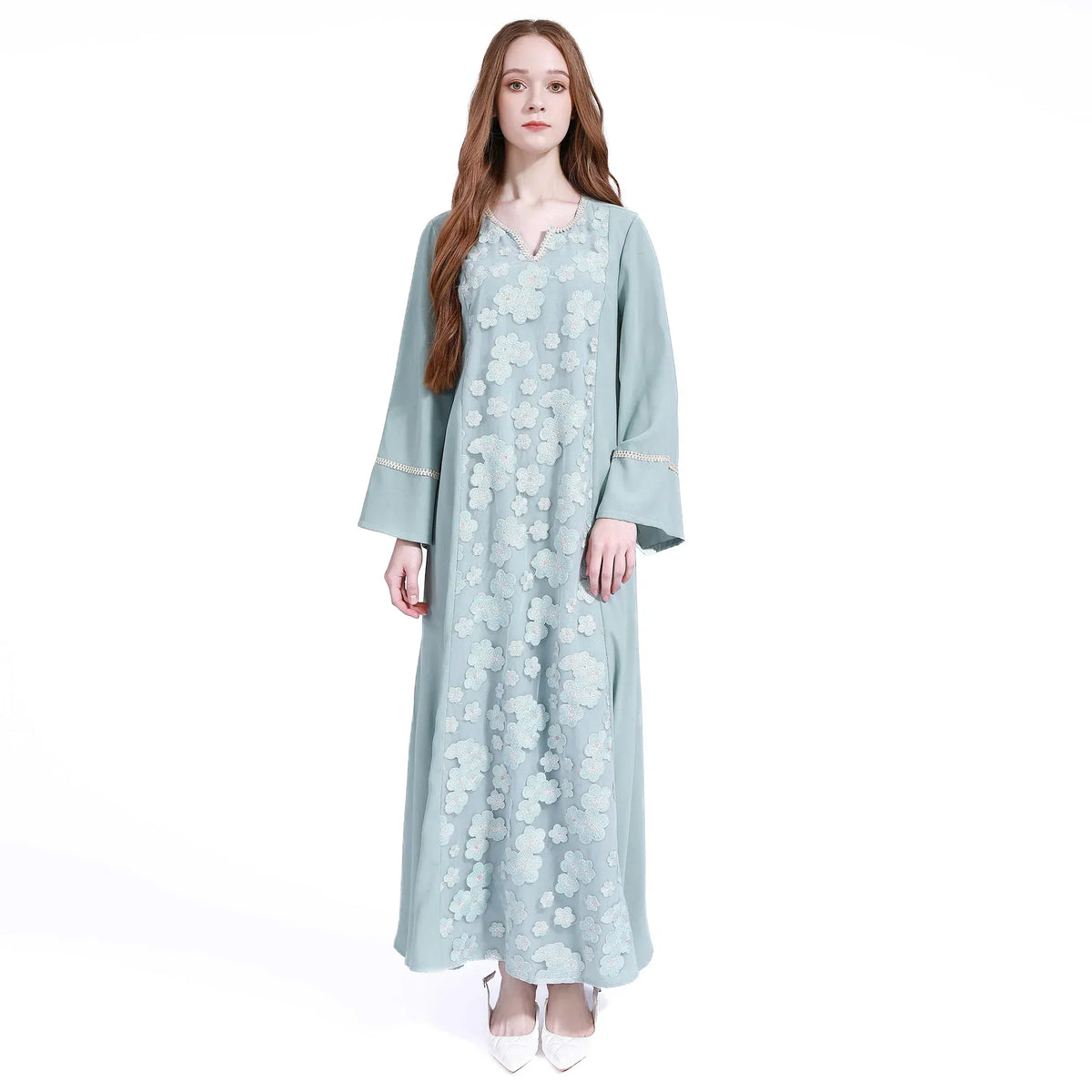 Green Floral Galabia for Women Image