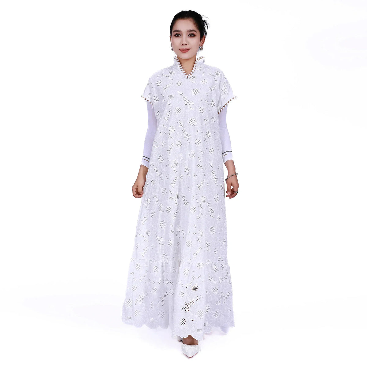 Off White Floral Galabia for Women Image