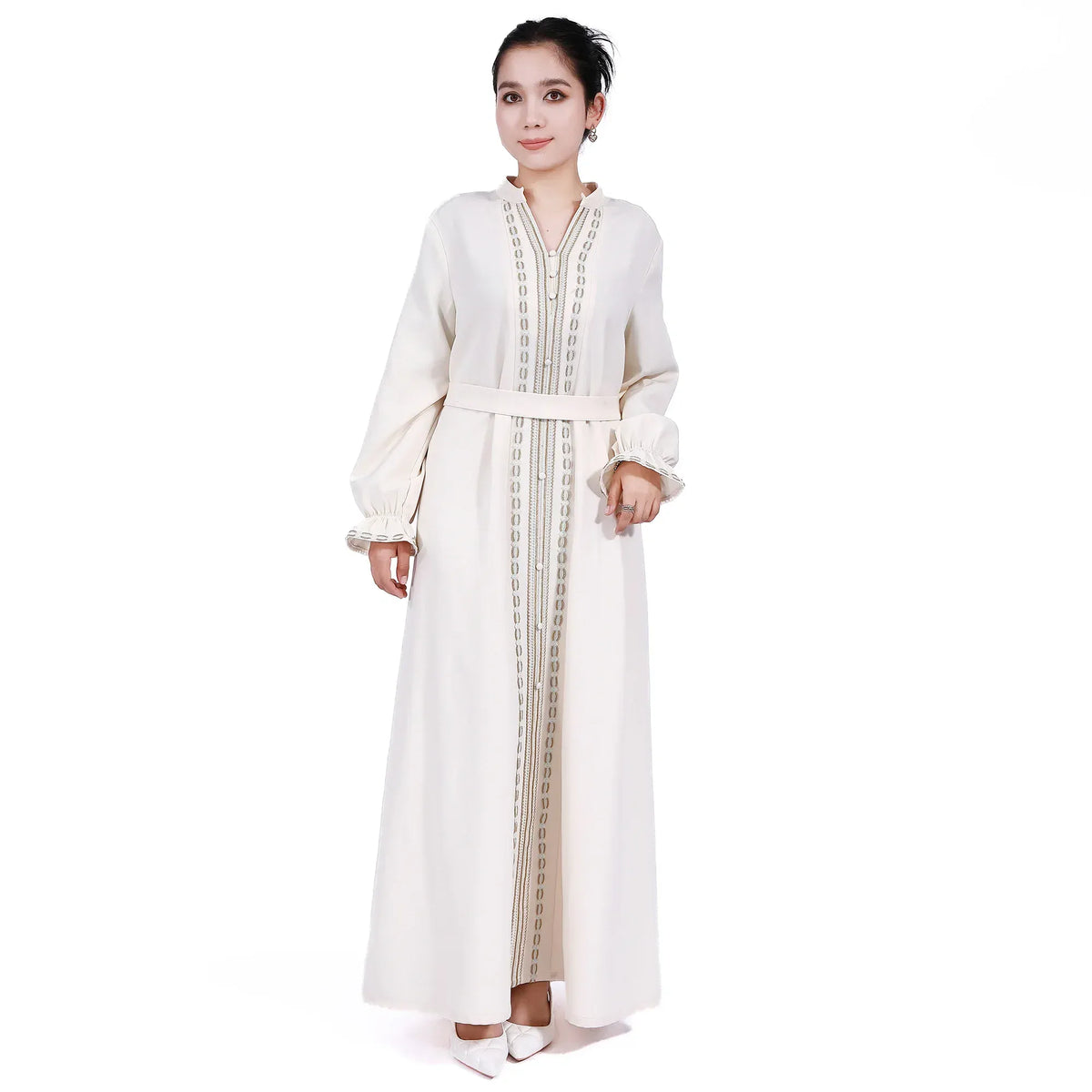 Beige Embroidery Galabia for Women Image