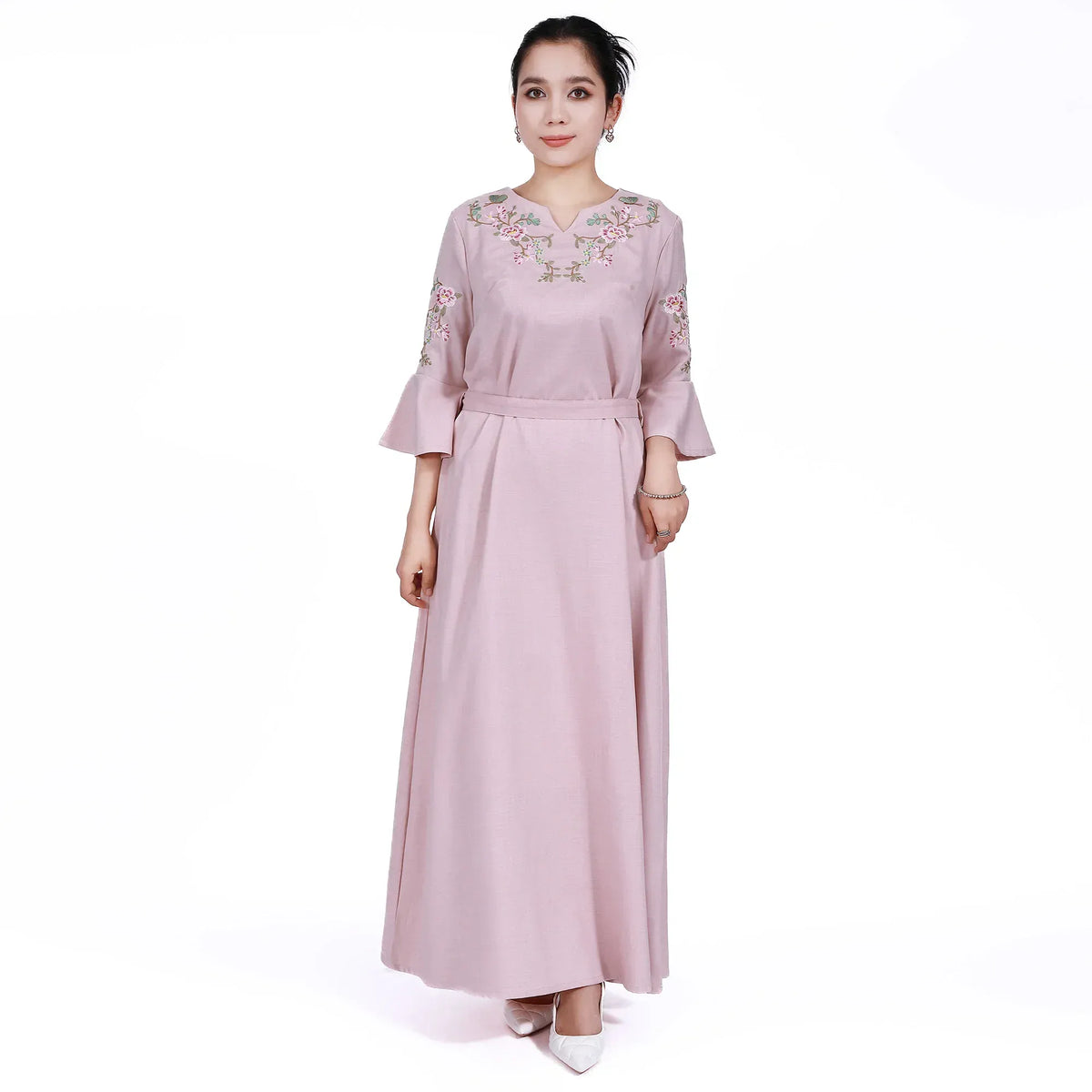 Light Pink Floral Galabia for Women Image