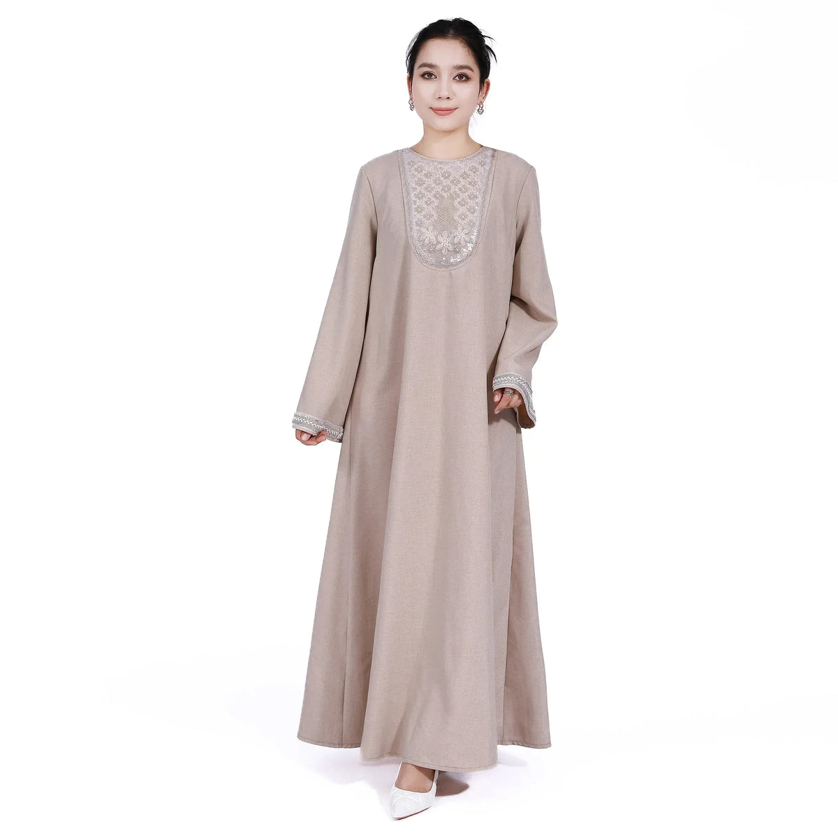 Dark Khaki Floral Galabia for Women Image