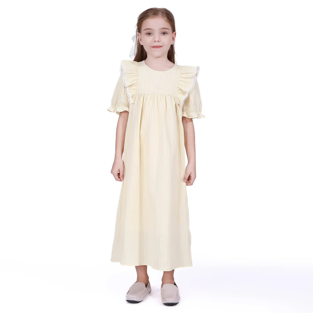 Yellow Floral Galabia for Girls Image