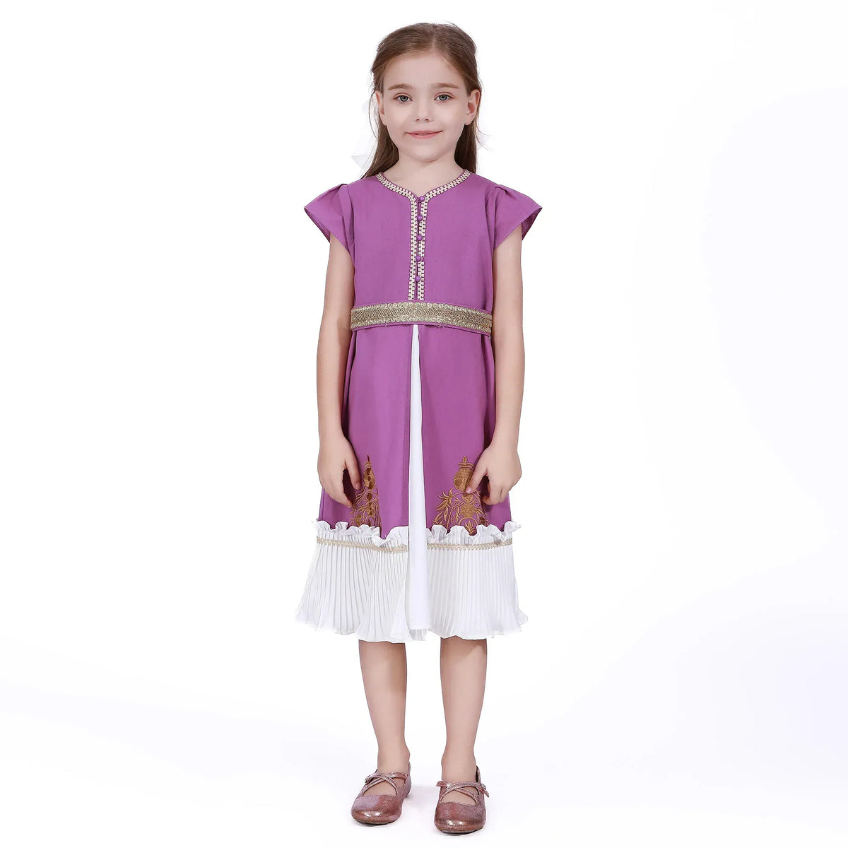 Purple Floral Galabia for Girls Image