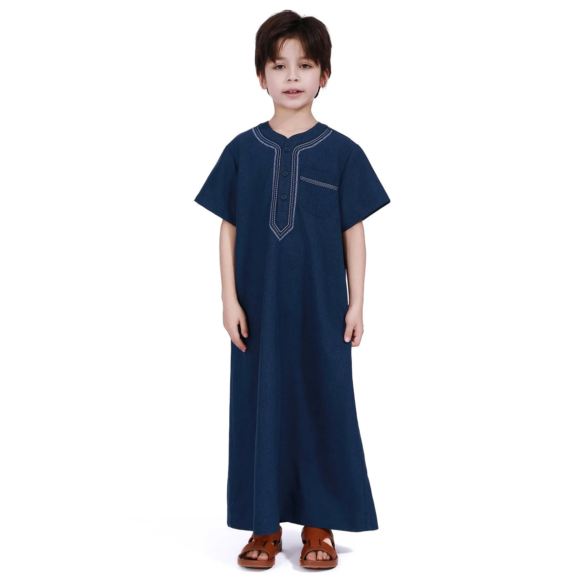 Navy Thoub Arabic Style For Boys Image