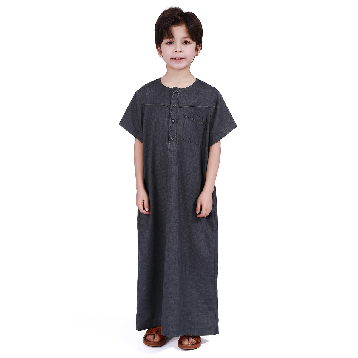 Dark Grey Thoub Arabic Style For Boys Image