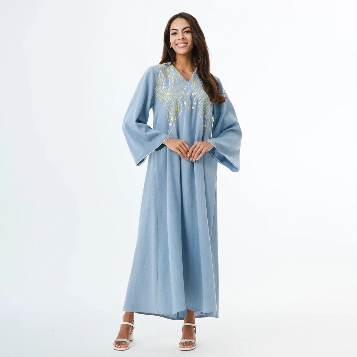 Blue Embroidery Galabia for Women Image