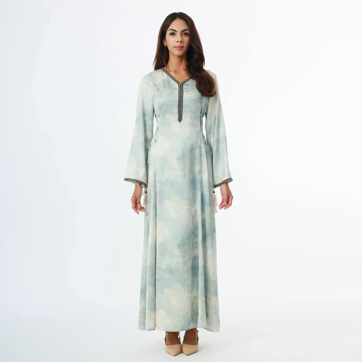 Beige Printed Galabia for Women Image