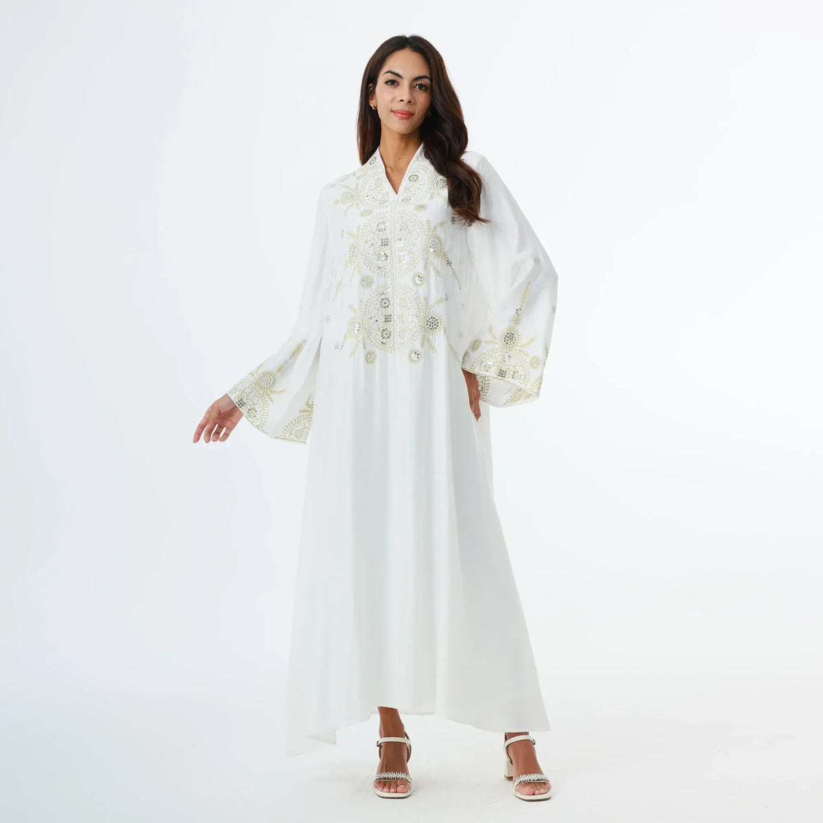 White Embroidery Galabia for Women Image