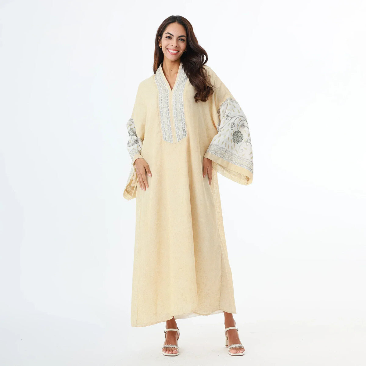 Beige Embroidery Galabia for Women Image