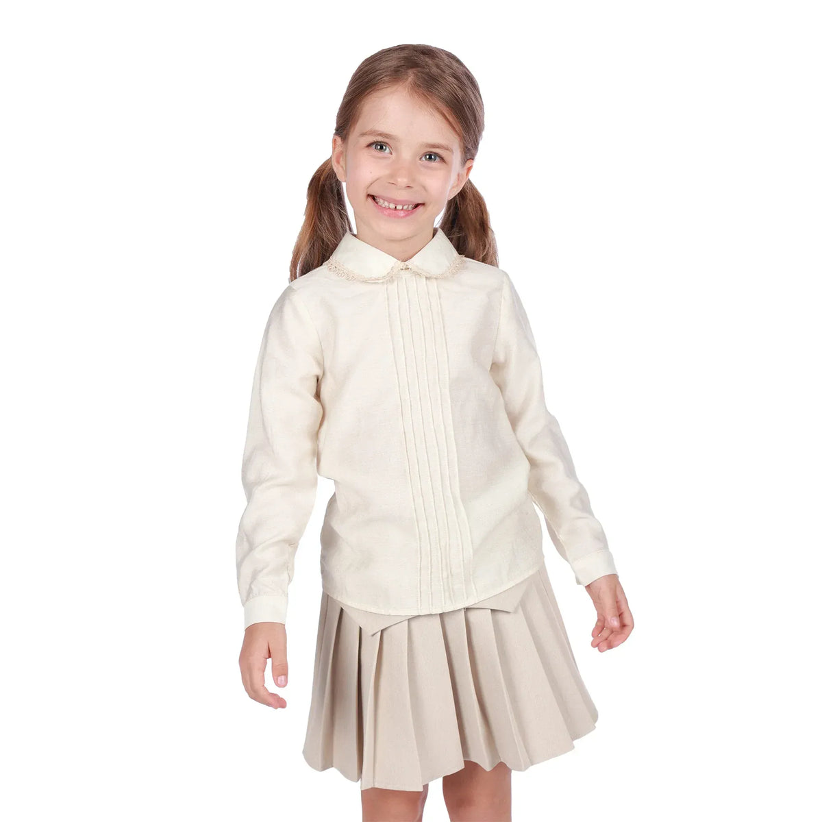 Light Beige Quilting Formal Blouse for Girls Image