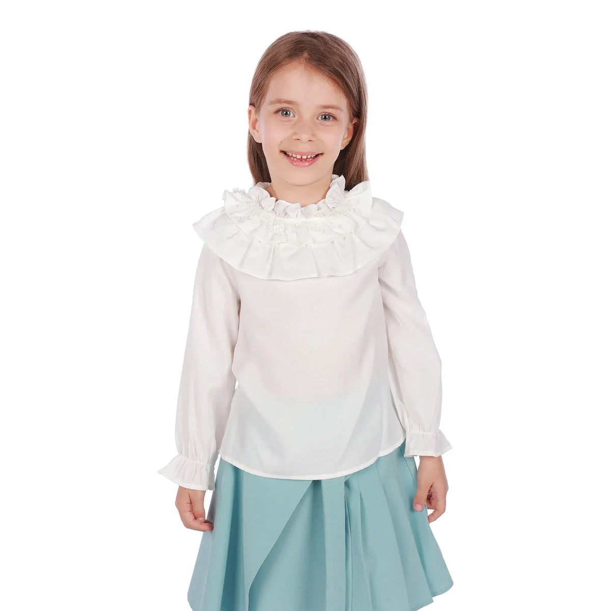 Off White Plain Formal Blouse for Girls Image