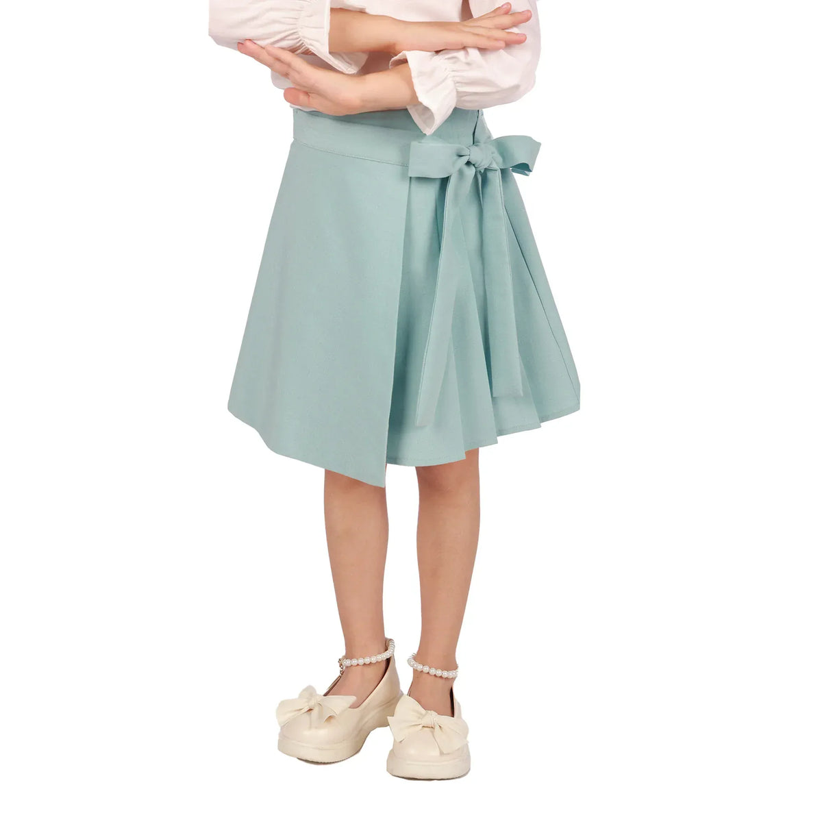Lake Green Plain Formal Skirt for Girls Image