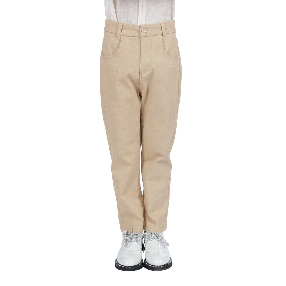 Light Khaki Plain Formal Pants for Boys Image