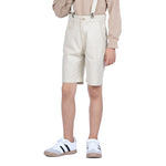 Light Beige Plain Formal Shorts for Boys Image