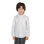 Grey Blue Striped Formal Shirt for Boys Image