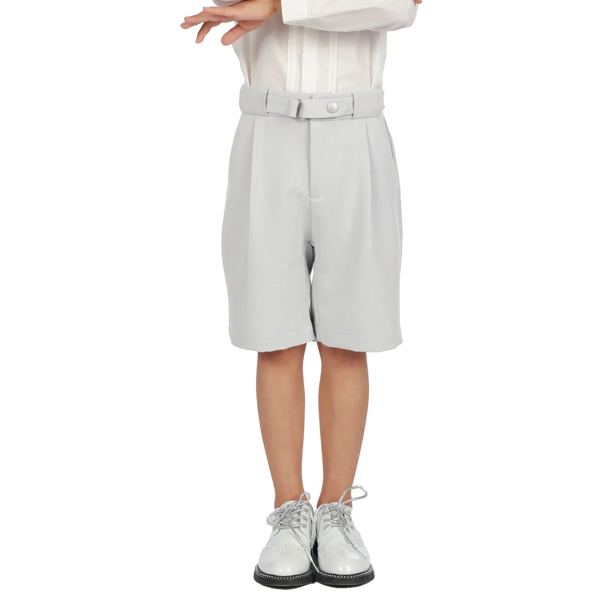 Light Grey Plain Formal Shorts for Boys Image