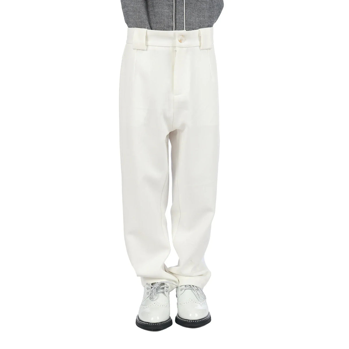 Off White Plain Formal Pants for Boys Image