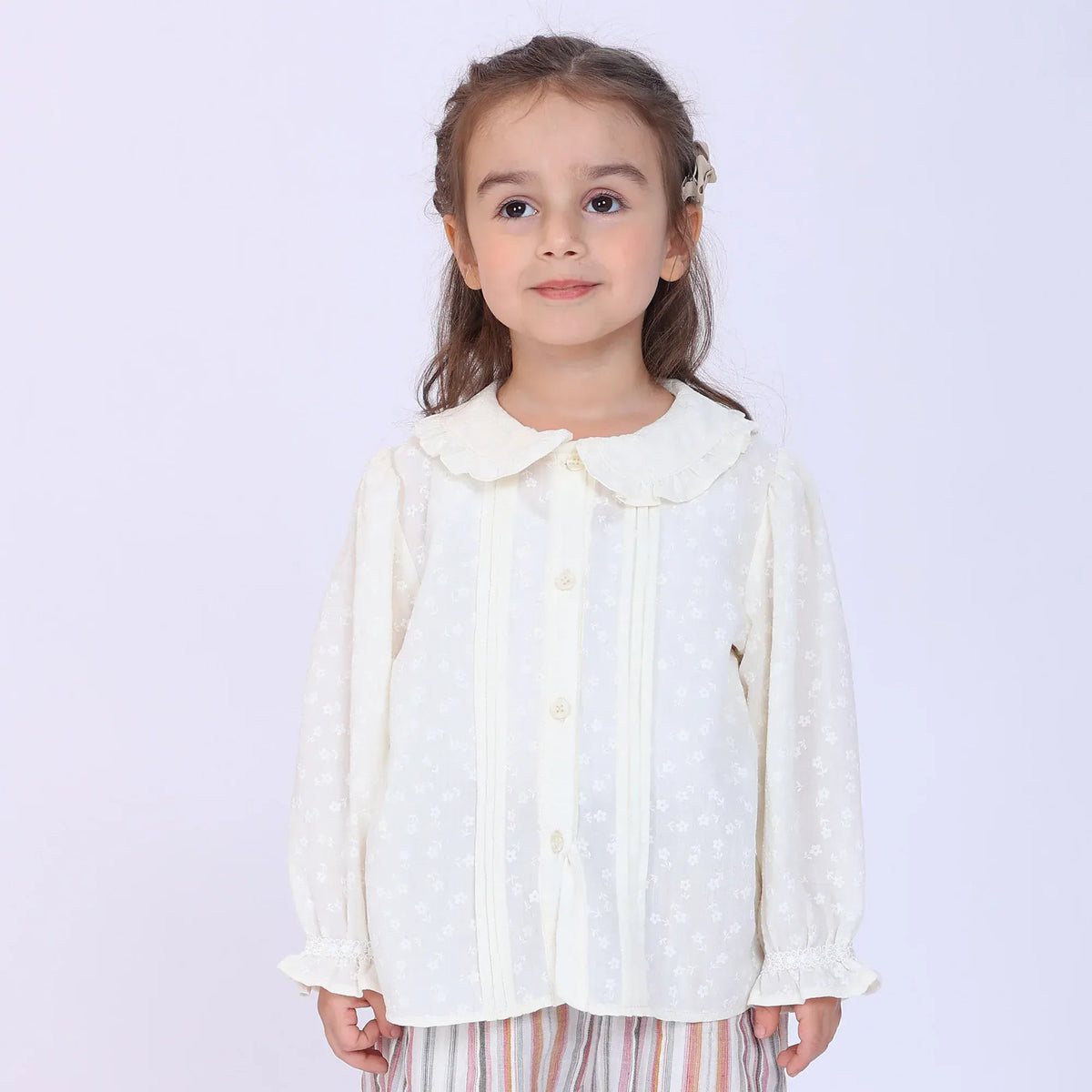 Light Beige Floral Shirt for Baby Girl Image