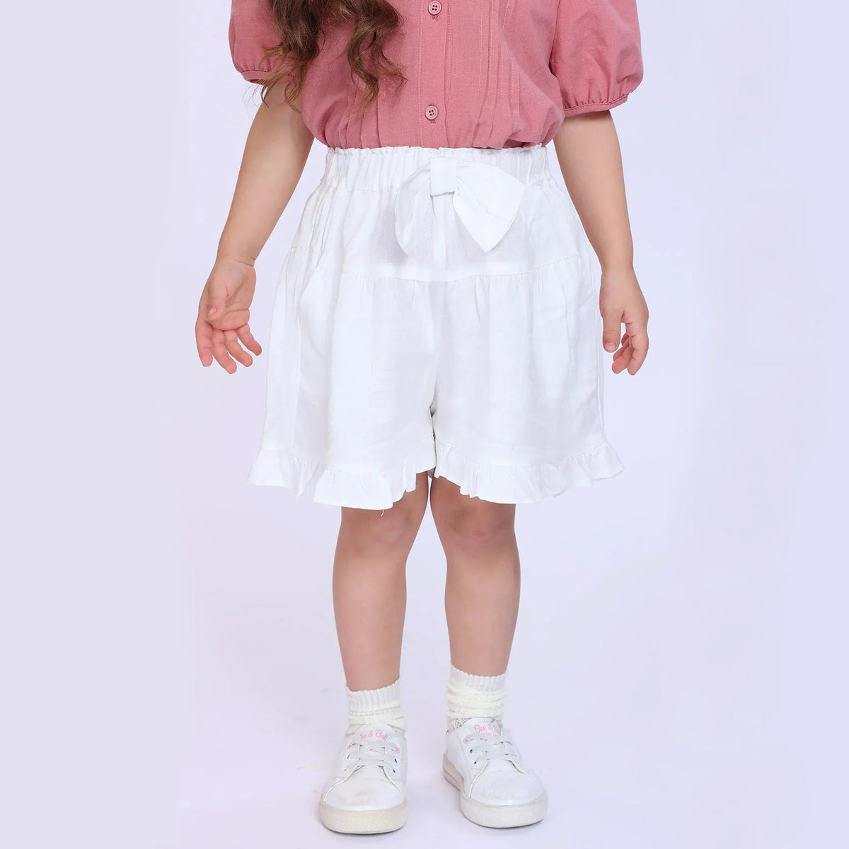 Off White Plain Shorts for Baby Girl Image