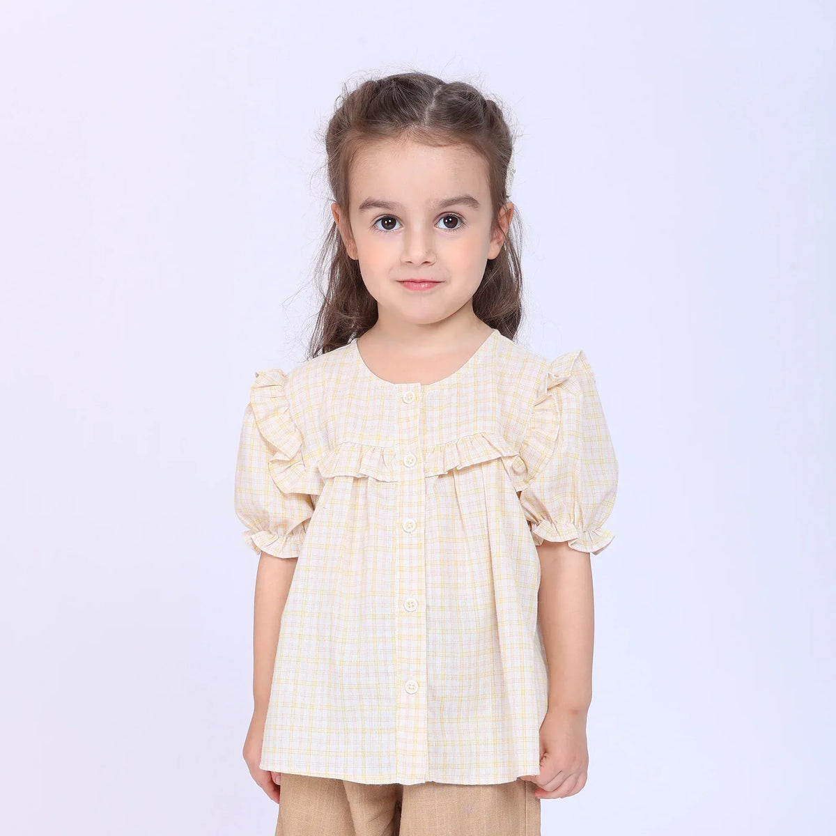 Orange Checked Shirt for Baby Girl Image