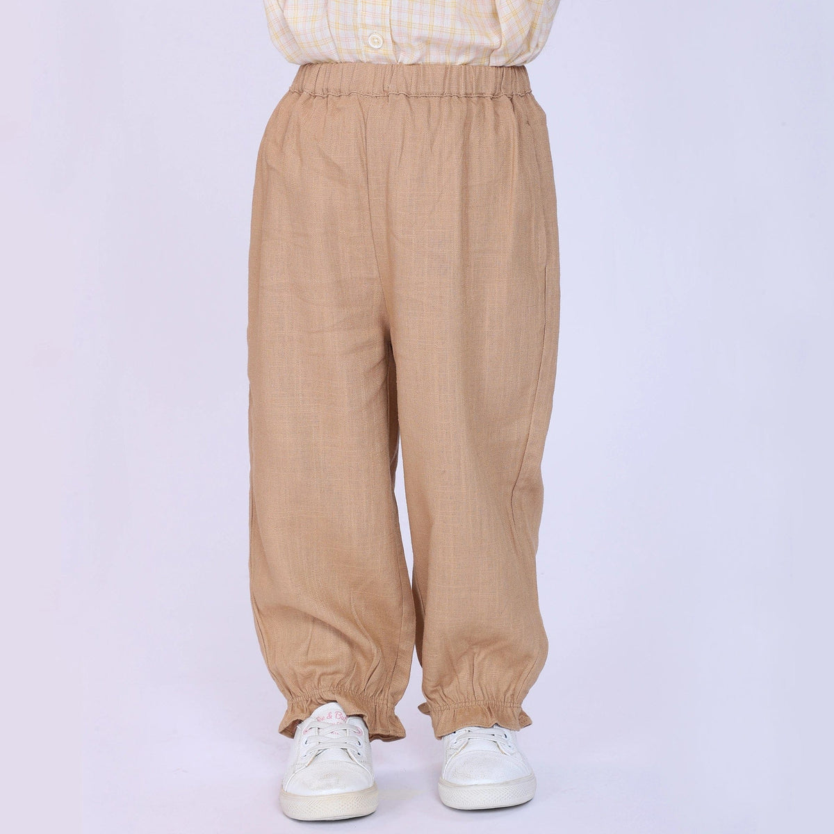Light Coffee Plain Pants for Baby Girl Image