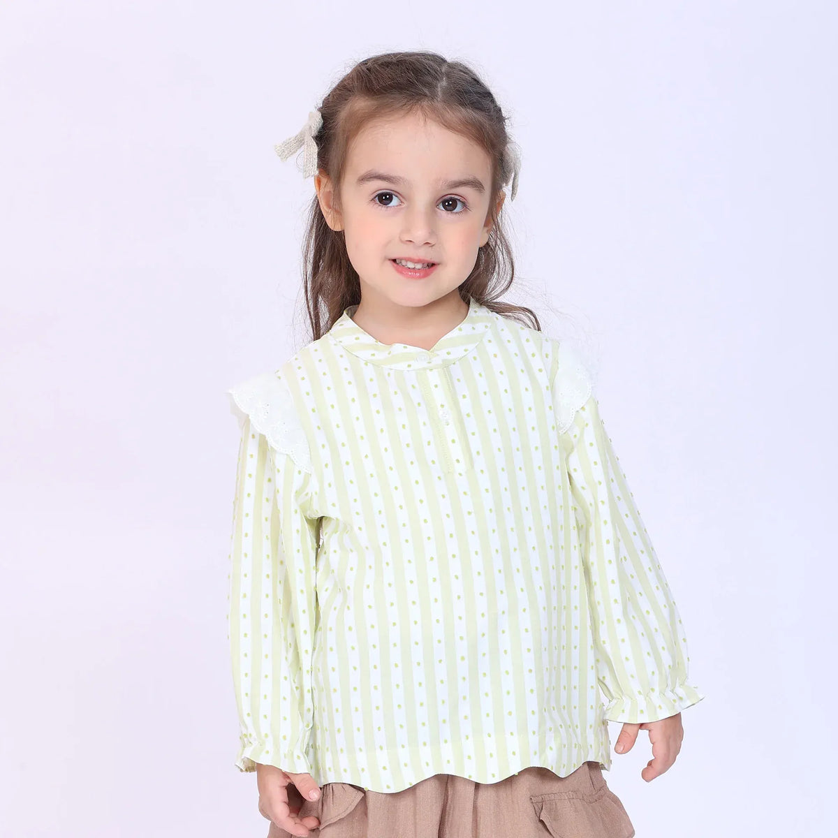 Light Green Striped Blouse for Baby Girl Image