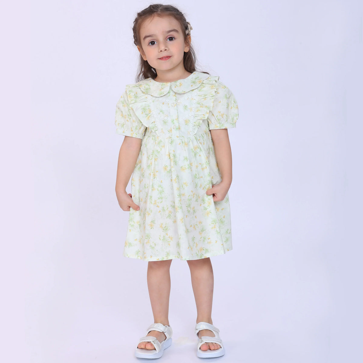 Green Floral Dress for Baby Girl Image