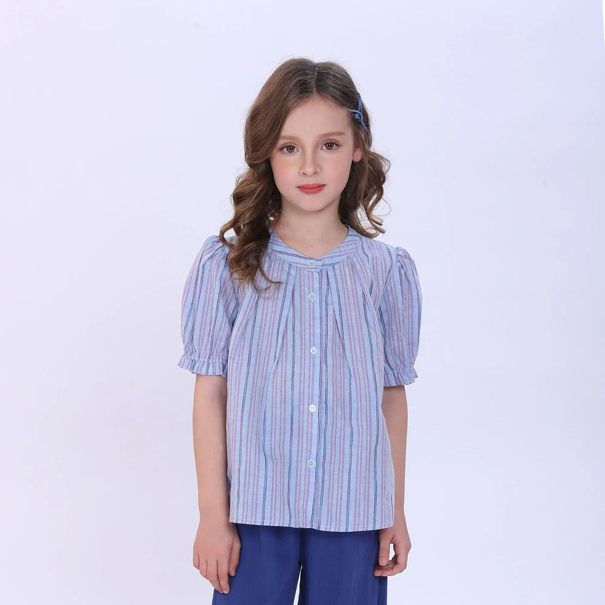 Blue Striped Shirt for Girls Image