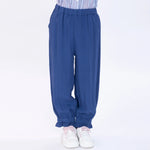 Navy Plain Pants for Girls Image
