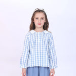 Blue Checked Blouse for Girls Image