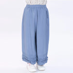 Grey Blue Plain Pants for Girls Image